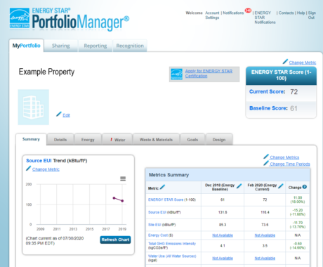 Portfolio Manager screenshot of example property page.