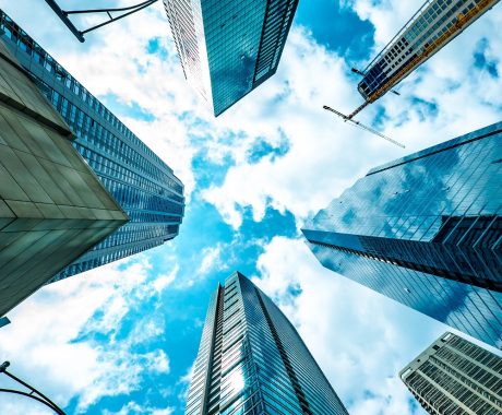 Blue sky and tall buildings